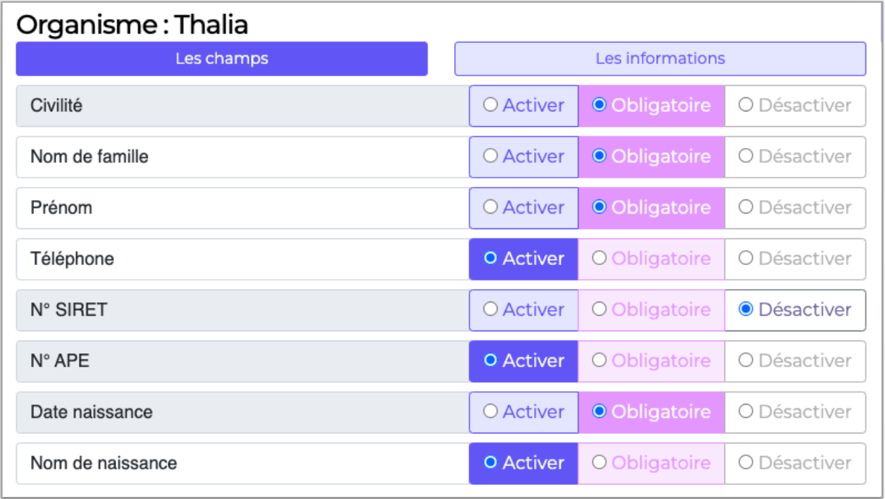 Configuration du formulaire