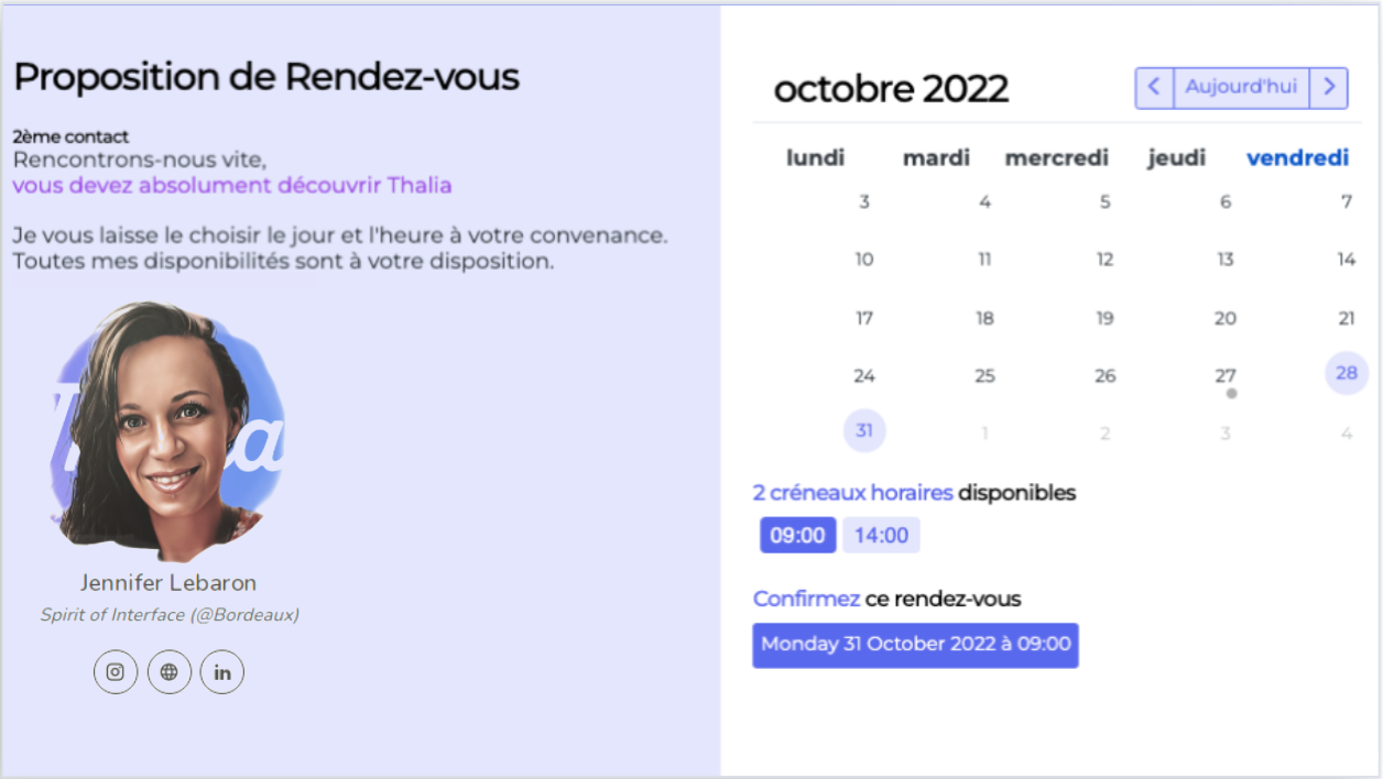 Formulaire des disponibilitées de Jennifer L.